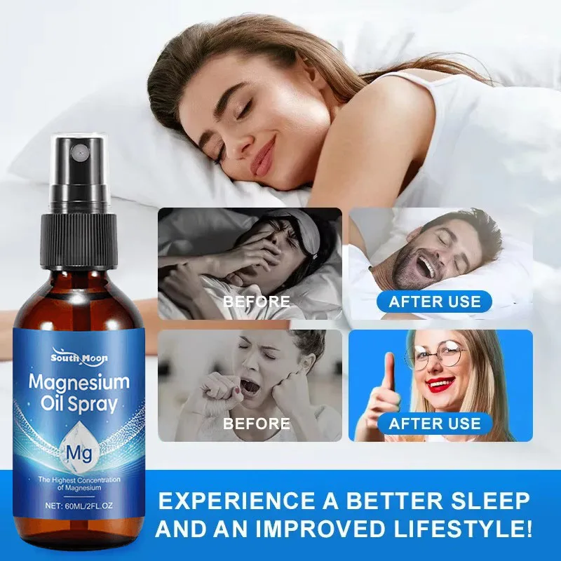 

Organic Magnesium Oil Spray 100% Natural Relaxing Body Oil Deep Relaxation Moisturizing Muscle Relax Body Health Care Spray 60ml