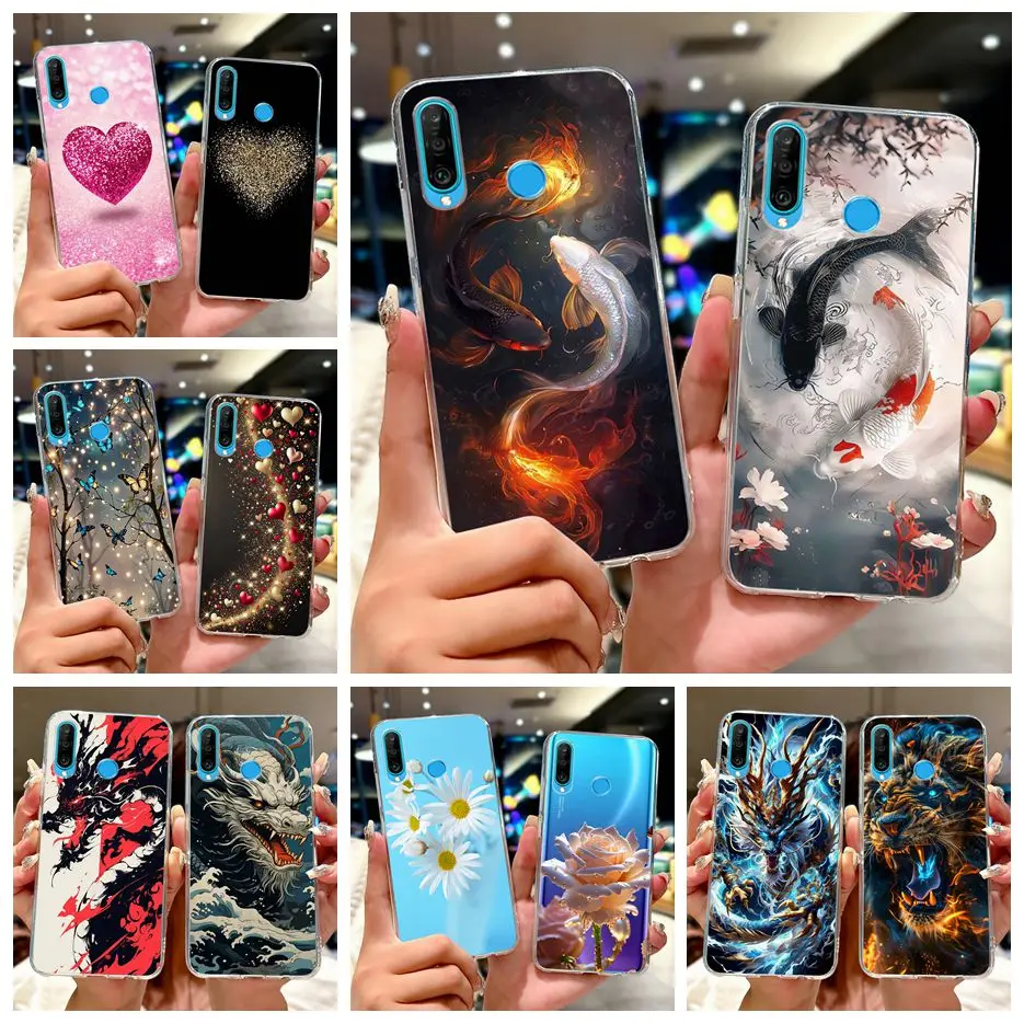 Para Huawei P30 Lite funda bonita Lucky Koi cubierta pintada funda de teléfono de silicona suave para Huawei P30 Pro P 30 Lite P30Lite Fundas Coque