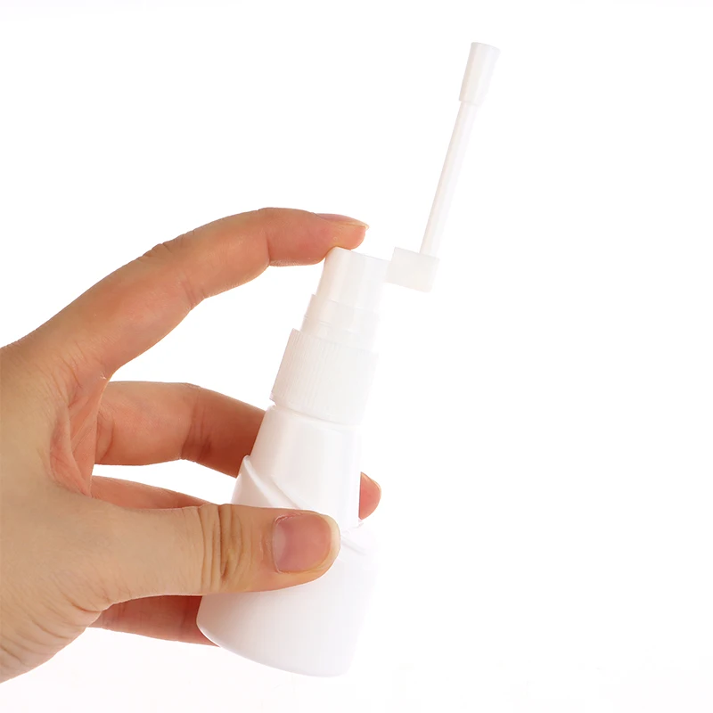 25/50ml Rotation Atomizer Refillable Empty Throat Sprayer Pump Cleaning Container Plastic Nasal Spray Bottle White