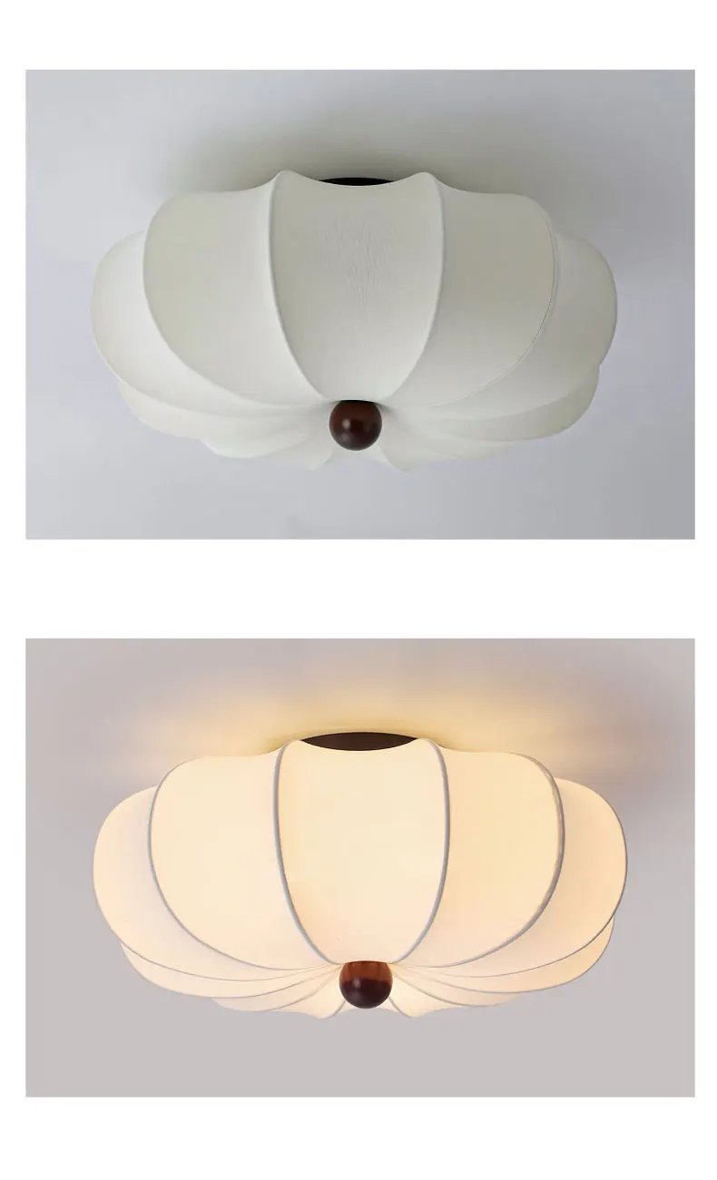 Silk LED Ceiling Lamp Bedroom Romantic White Chandelier