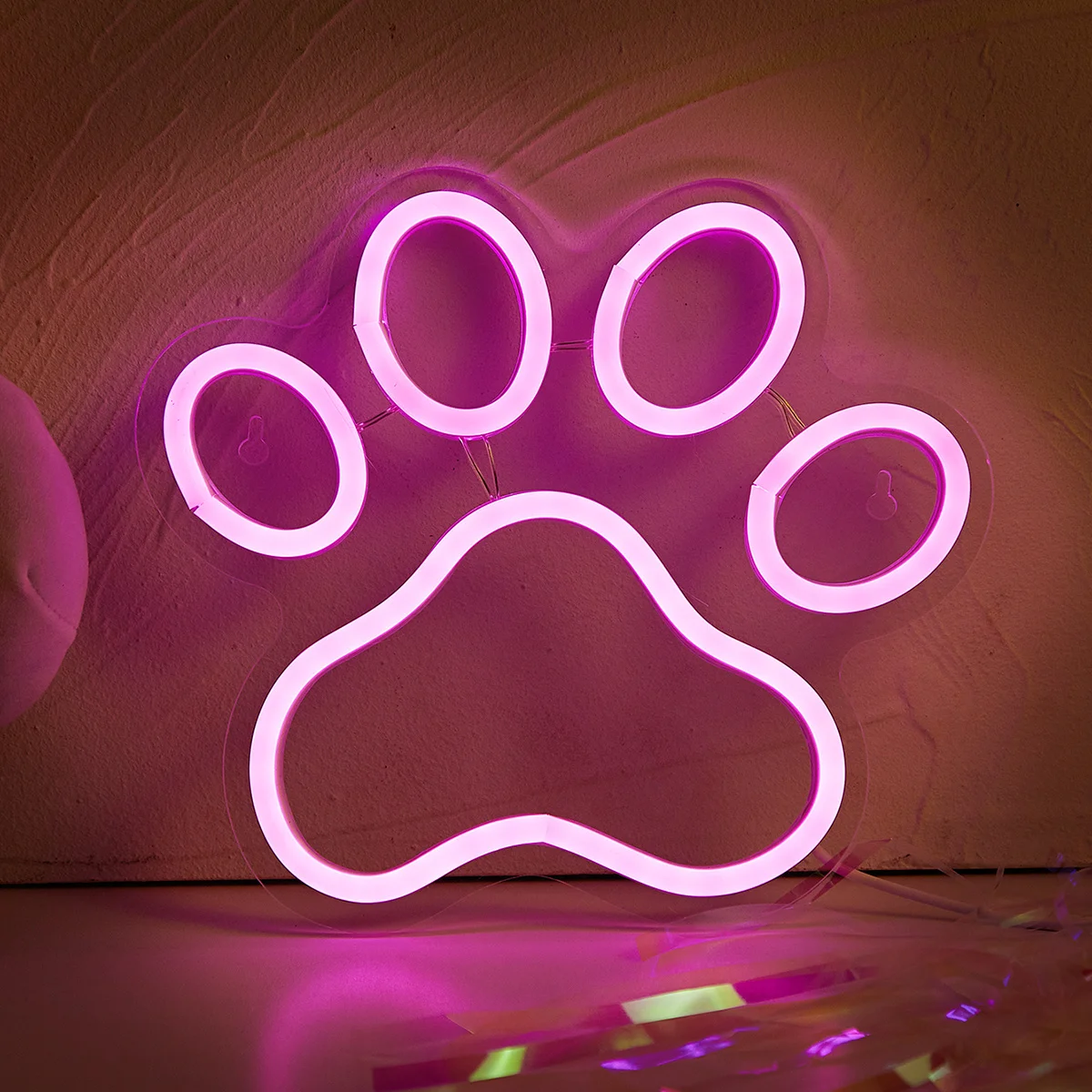 USB-Powered Dog Paw Neon Light: Wall Hanging, Ideal for Bedroom & Parties, Adds Cozy, Stylish Ambiance for Pet Lovers