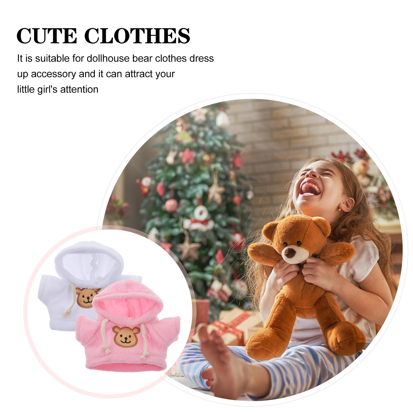 Sweat à capuche ours en peluche pour filles, vêtements d'animaux en peluche, accessoires de vêtements, tenues, décoration de subdivision, 2 pièces