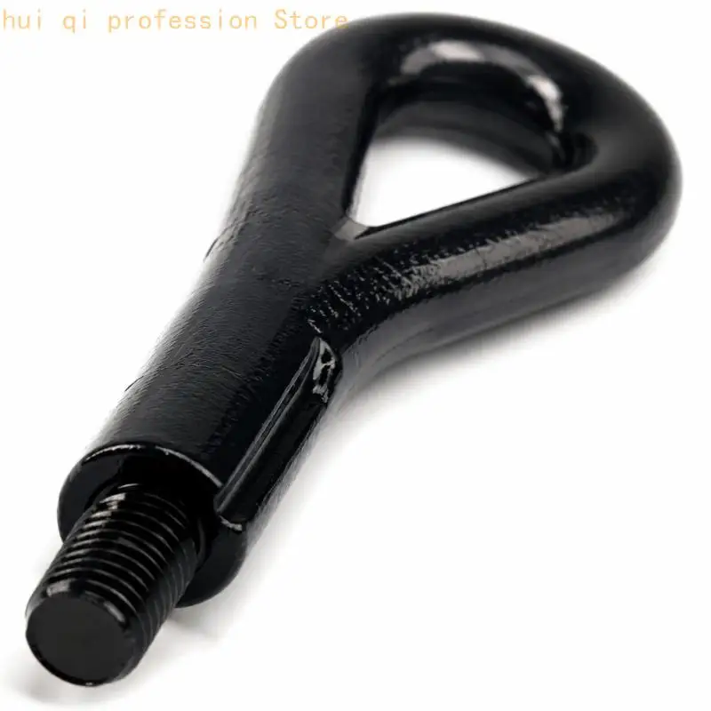 Threaded Vehicle Towing Eye in 45# Steel with Integrated Loop, Black Automotive Attachment Component Designed for Vehicle Towing