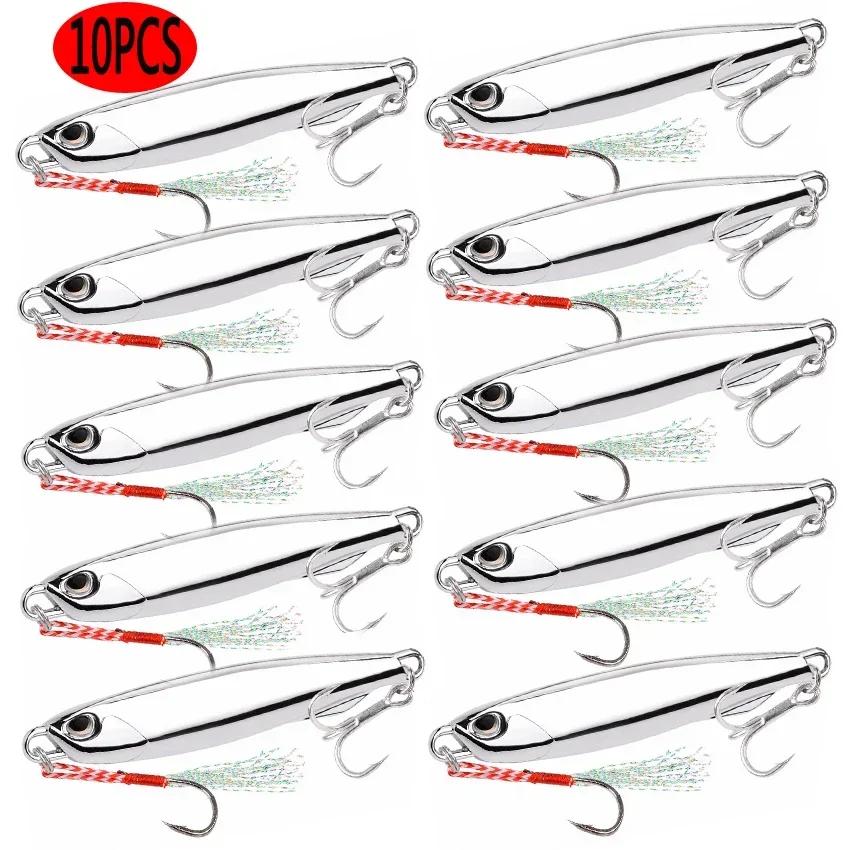 Leurres de pêche en métal en alliage de zinc, ensemble d'appâts artificiels, leurres Jigbait, Decoile Shore Cast, 30g, 40g, 10 pièces