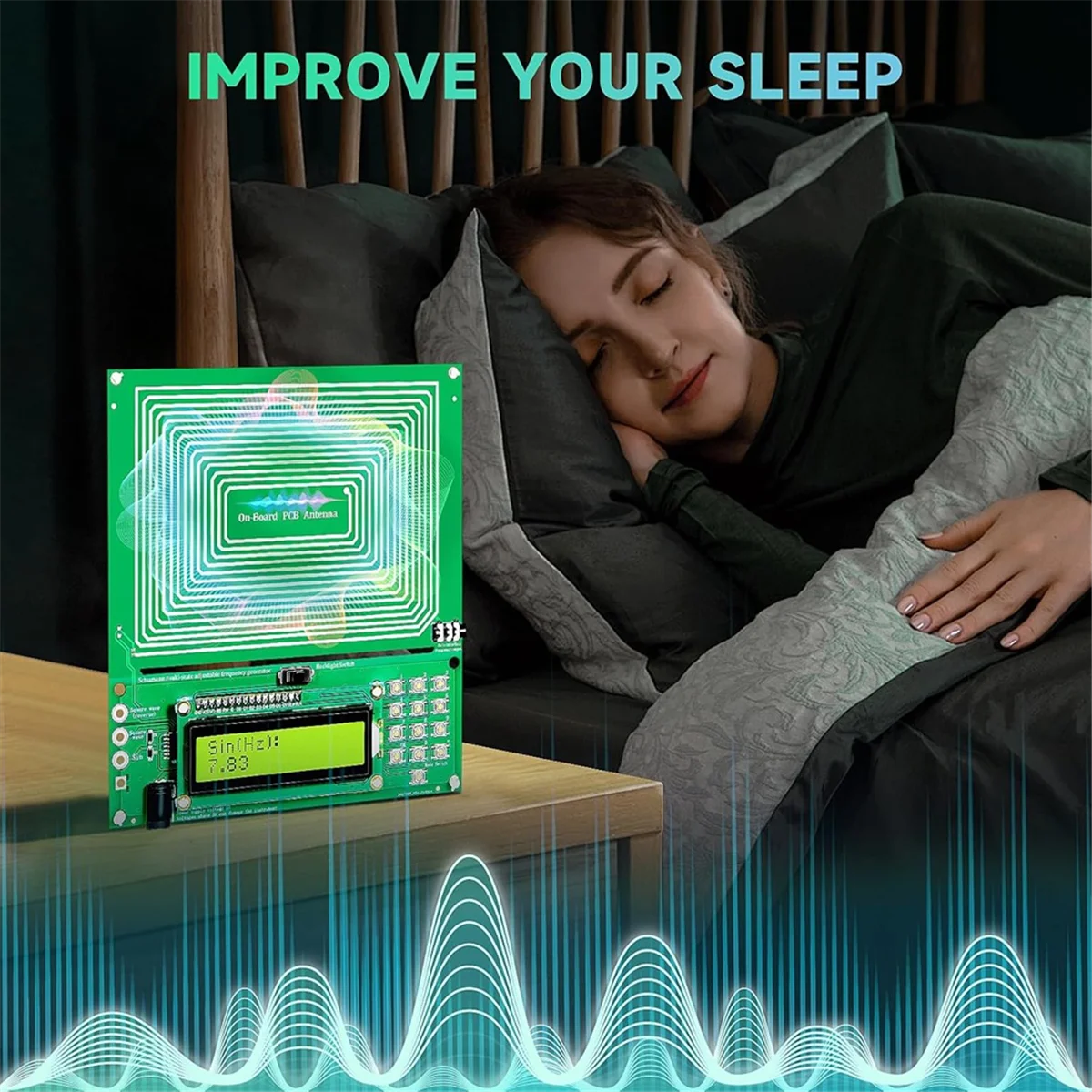 ABJZ 7.83Hz 睡眠補助および治療周波数デバイス調整可能な共鳴発生器 (0.01Hz-200KHz) ストレス軽減用