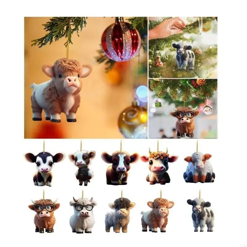 F19B 10xCute Cartoon Cow Car Door Handle Window Pendant Rearview Mirror Ornament Gift