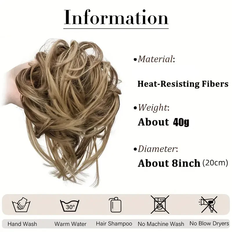 كعكة شعر أنيقة مجعدة فوضوية مع حلقات مرنة - باروكة صناعية رقيقة للنساء، متعددة الاستخدامات لجميع المناسبات