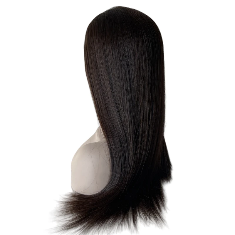 26 Inches Indian Virgin Human Hair Dark Brown Color 2# Kosher Wigs Silky Straight 4x4 Silk Top Jewish Wig for Jews