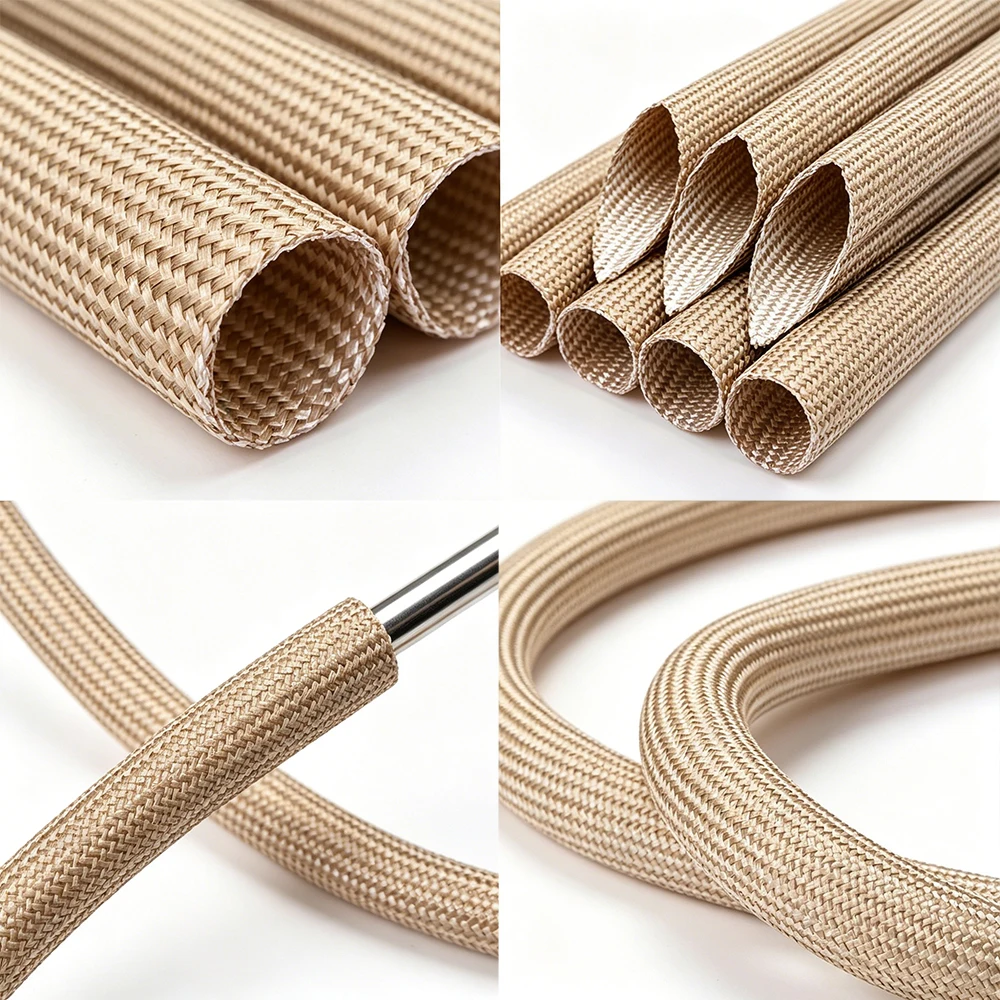 800Deg.C Alkali Free Glass Fiber Braided Tube Multi Size Flexible High Temp Abrasion Resistant Cable Wire Insulation Sleeving