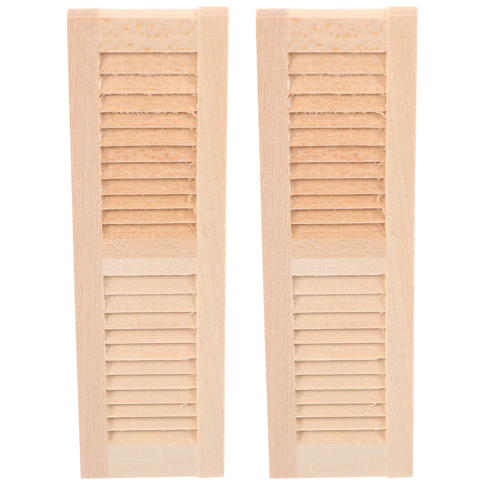 

2pcs Miniature Windows Shutters Wooden Smooth Home Decoration DIY Tiny Accessories Window Blinds Simulated Furniture