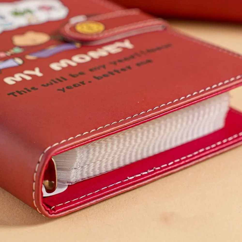 Carteira de Couro PU com Desenho Animado para Desafio de 100 Envelopes, Livro de Desafio de Economia de Dinheiro, Envelopes para Dinheiro e Manual de Poupança