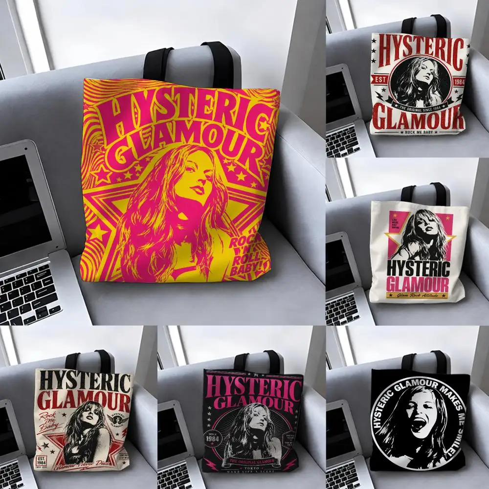 Sacs de rangement de la marque Hysteric Glamour, sac fourre-tout en toile, pliable, réutilisable, pour les courses, les cadeaux, les déplacements