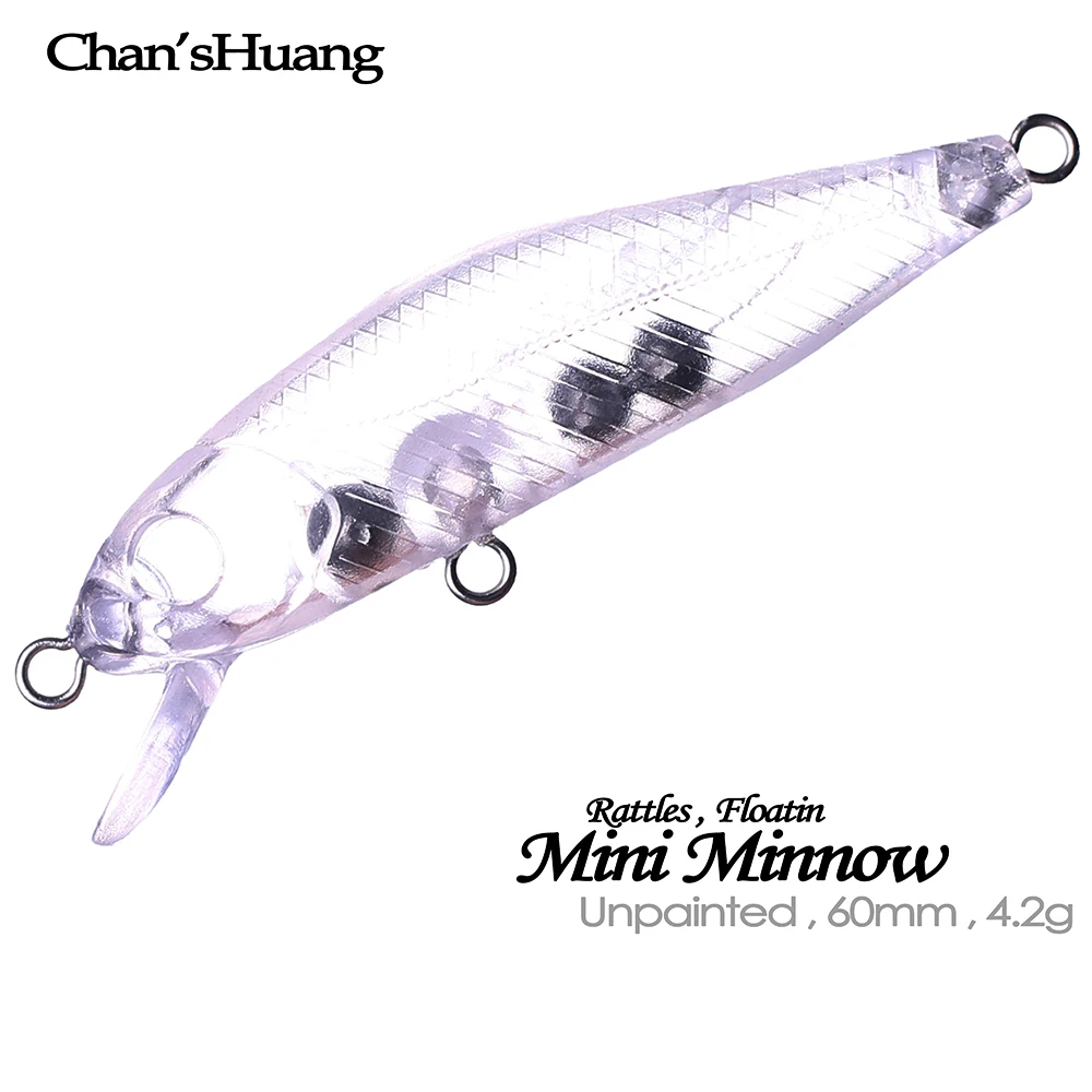 

Chan’sHuang 30PCS Unpainted Blanks Bait 6cm 4.2g Rattles Flaoting Mini Minnow DIY Handmade Artificial Fishing Lure Tackle