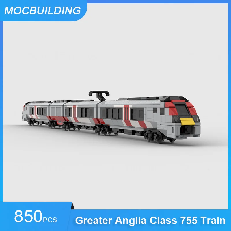 MOC Building Blocks 4-Stud-Wide Greater Anglia BR Class 755 FLIRT 3 Car Train Model DIY Assemble Bricks Xmas Toys Gifts 850PCS