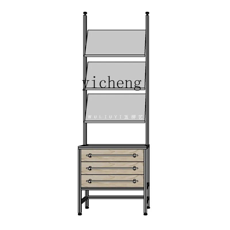 a1 Stainless Steel Floor Standing Partition Storage Glass Display Rack Aluminum Profile Multi-layer Shelf