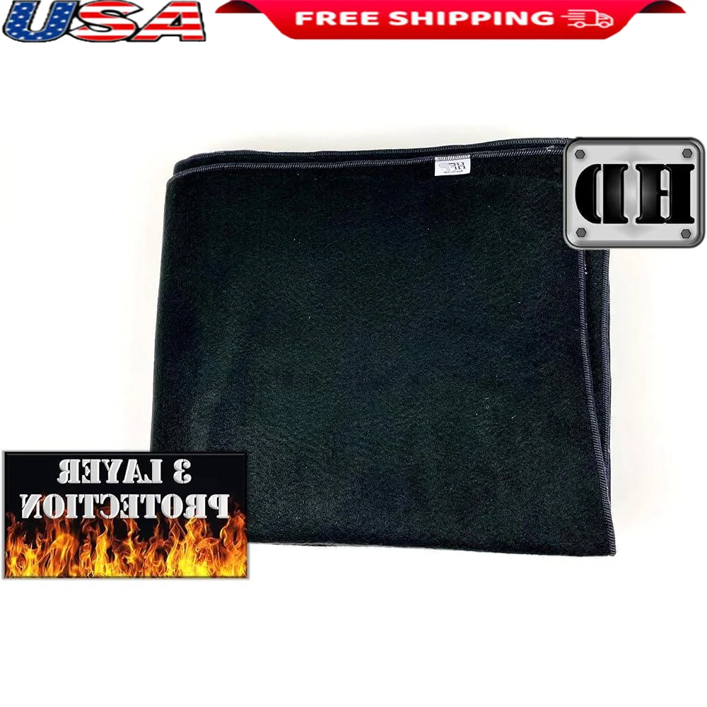 3 Layer Carbon Felt Fiberglass Welding Blanket Heat Resistant 1800F Rated Spatter Protection 60x70 Inch 950GSM Flexible Durable