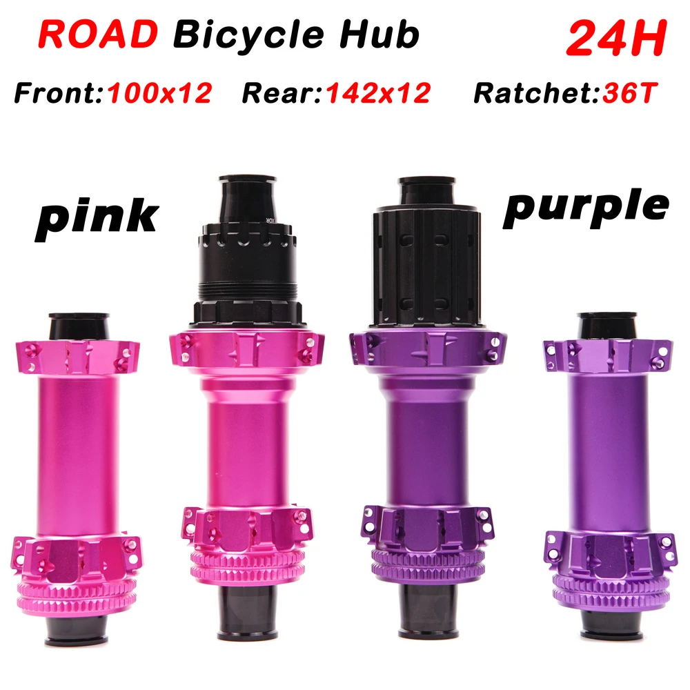 purple pink Road Disc Hub 36T Star Ratchet 24 Hole Straight pull Center Lock Disc Road Bike Hub for Shimano/Sram XDR 12 Speed