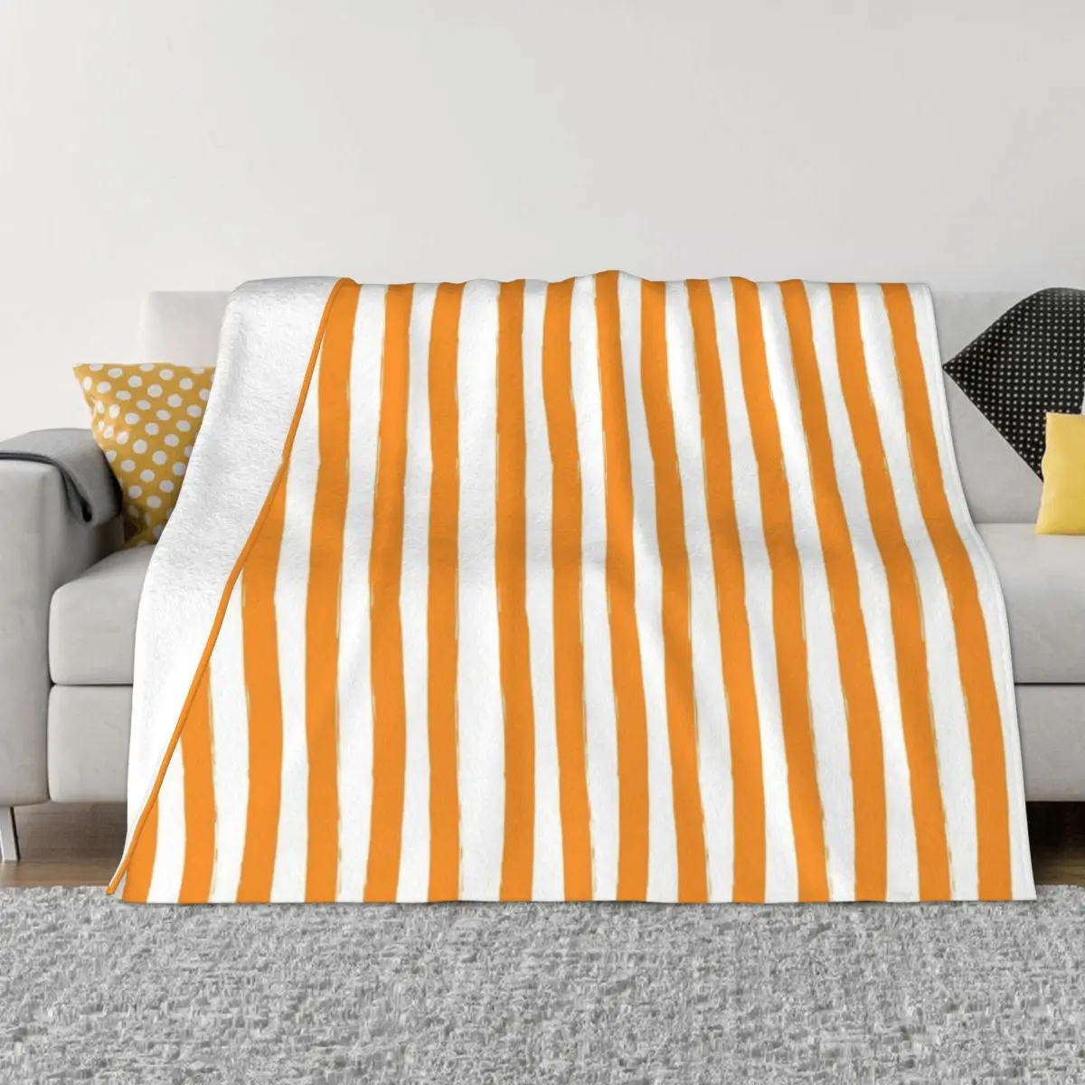 

Preppy Orange and White Cabana Stripes Throw Blanket Extra Large Throw Blanket valentine gift ideas For Sofa Thin Plush