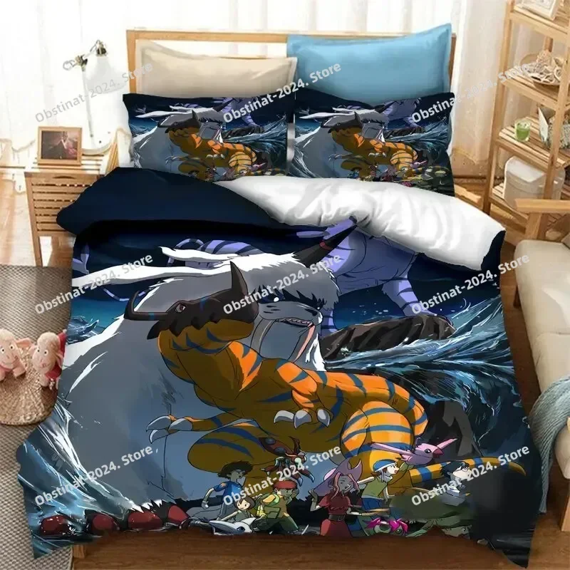 Top Anime Digimon Adventure Bedding Set Printed Bed Set With Pillowcase Bed Duvet Cover Soft Single Double Queen Super King Size