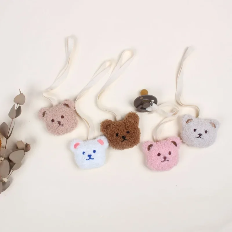 Cute Plush Teddy Bear Pacifier Holder Chains for Baby Newborn Pacifier Clip Kid Comforter Toy Toddler Teethers Anti Loss Pendant