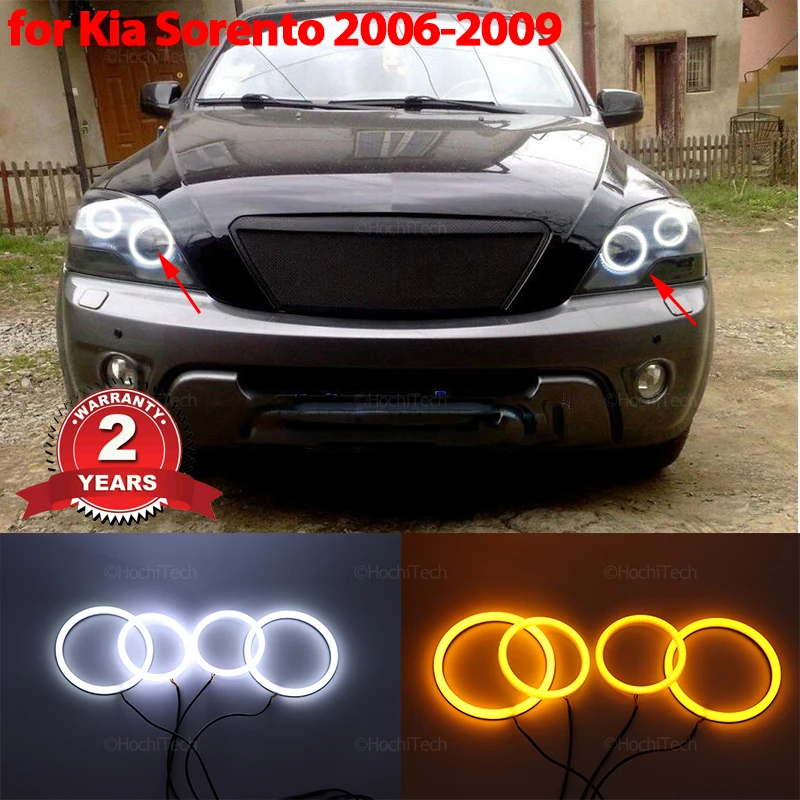 

Turn Signal Switchback White Yellow Halo Ring Angel Eyes Cotton LED Light Ring for Kia Sorento 2006-2009 Car-styling Accessories