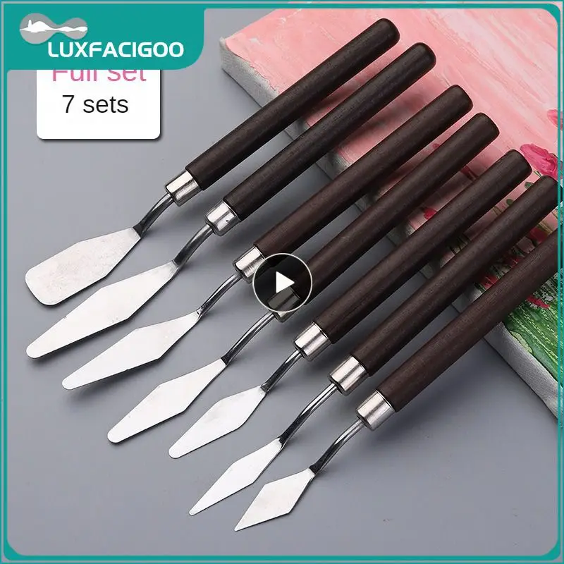 Raschietto in acciaio inossidabile non facilmente staccabile coltello per tavolozza a connessione stretta nessuna deformazione forniture per pittura a olio raschietto mogano