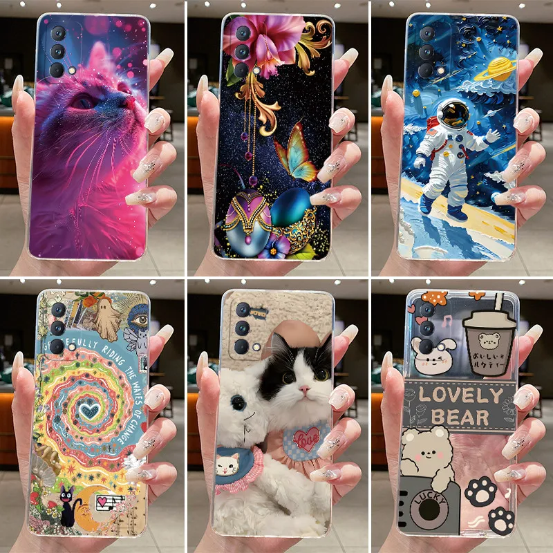 Phone Case For Realme GT Master Edition TPU Funda Aesthetic Cute Cat Astronaut Cover For Realme Q3 Pro Carnival Transparent Bag