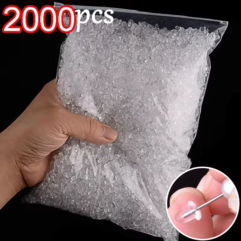 2000/500 יחידות סיליקון גומי קלאספ אוזן שקוף אוזן אוזן אחורית DIY תכשיטים אביזרים