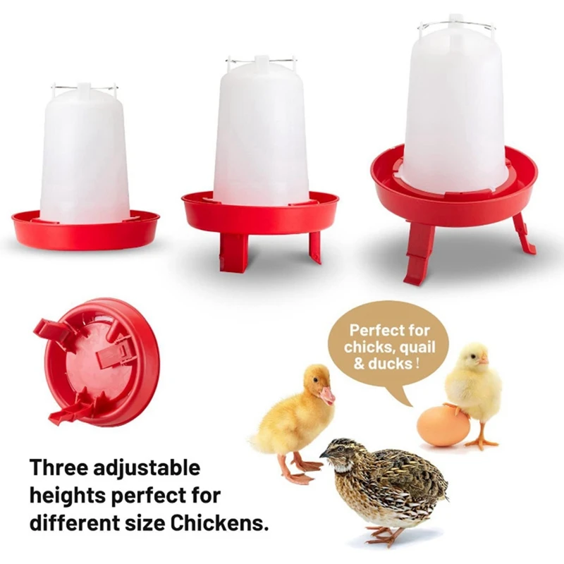 Top Filling Chick Feeder And Waterer Kit , Chick Feeder And Waterer With 3 Heights Adjustable Legs For Chicks