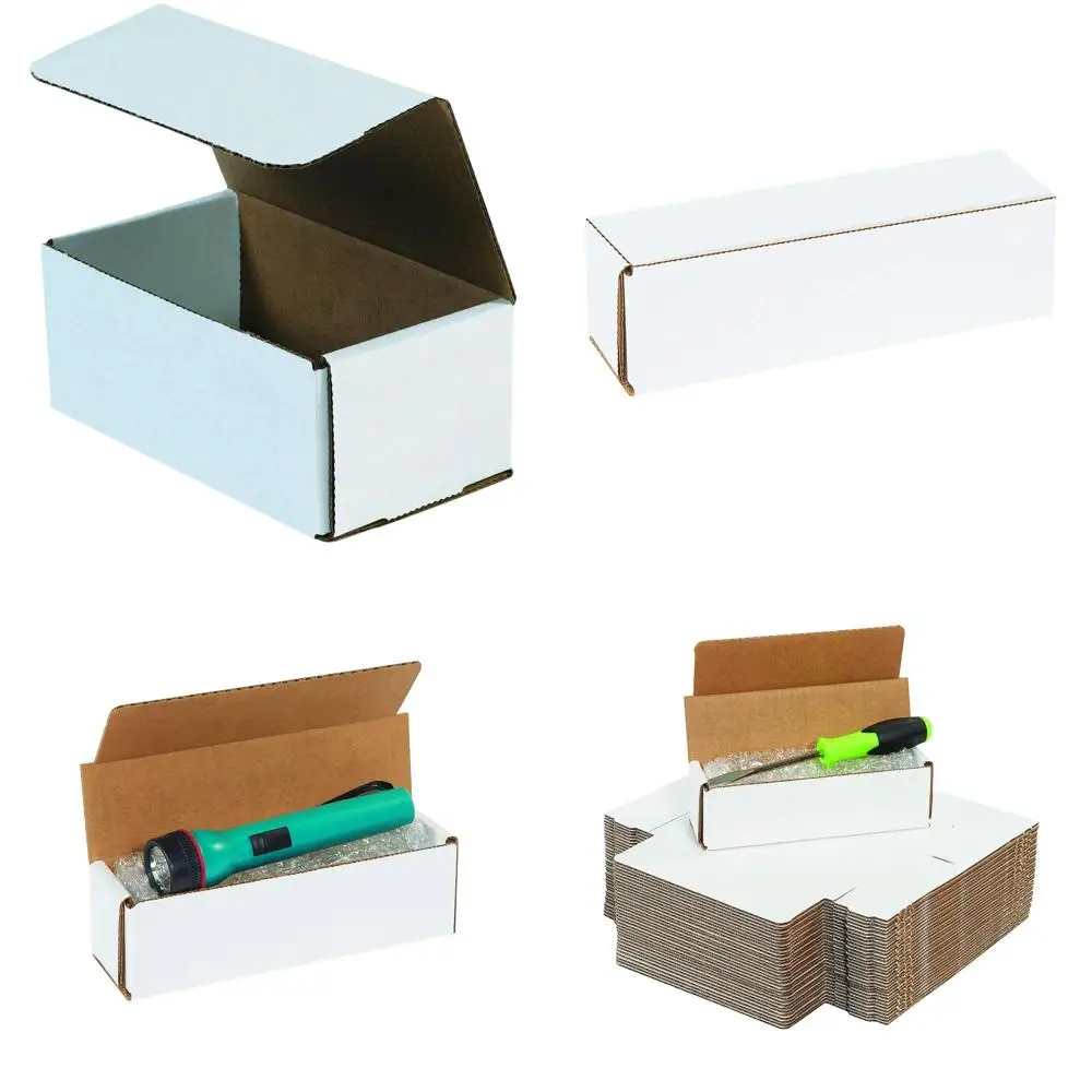 

50 Pack White 9x6x5 Corrugated Shipping Boxes with Crush-Resistant Features