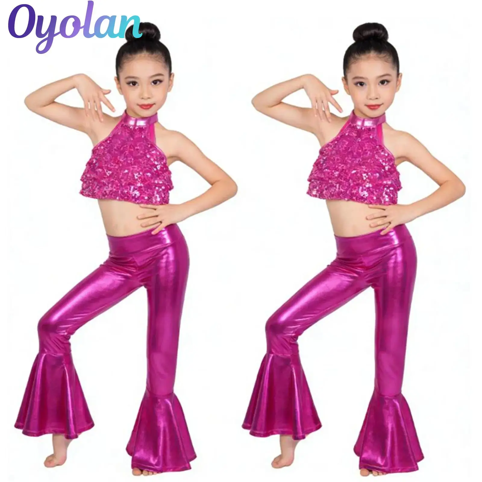 fantasia-de-danca-hip-hop-jazz-para-meninas-top-cropped-brilhante-com-lantejoulas-e-calcas-metalicas-com-cintura-alta