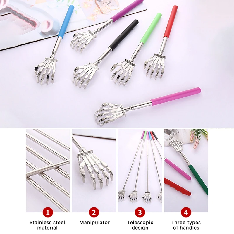 Stainless Steel Back Scratcher Telescopic Machine Hand Metal Back Itch Scratcher For Old Man Easy Massage Relax Handicrafts