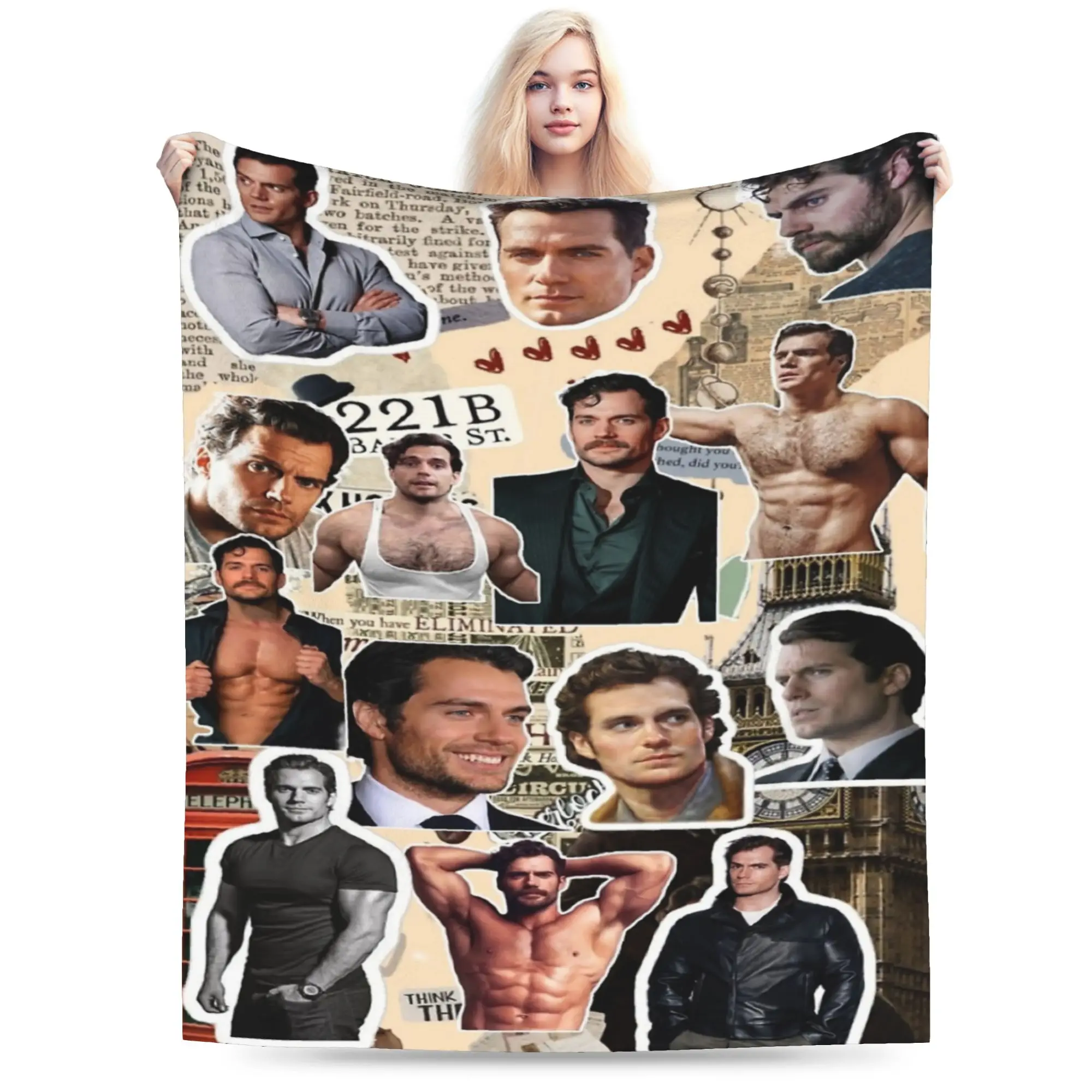 henry cavill photo collage  Merch Blanket Cozy Soft  Throw Blankets for Couch 50x60 Inches Multiple Sizes Bedding Throws