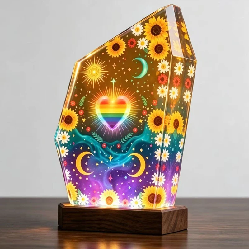 Table Resin Lamp Romance Theme Colors Night Light Customized Couple Valentine's Day Creative Art Desktop Home Decor USB Charge