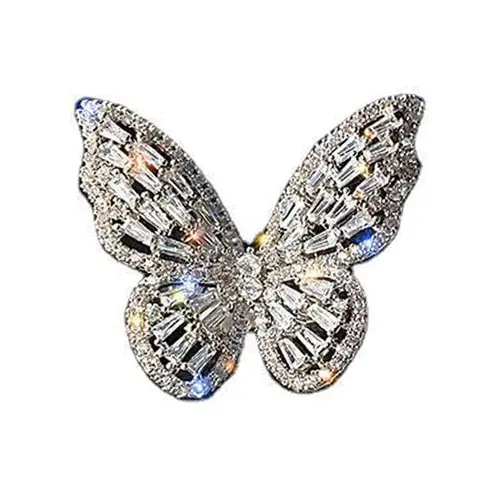 Fashion Hollow Butterfly Zircon Knuckle Ring for Party Simple Jewelry Gift Accessories Women Gem Stone Opening Big Rings