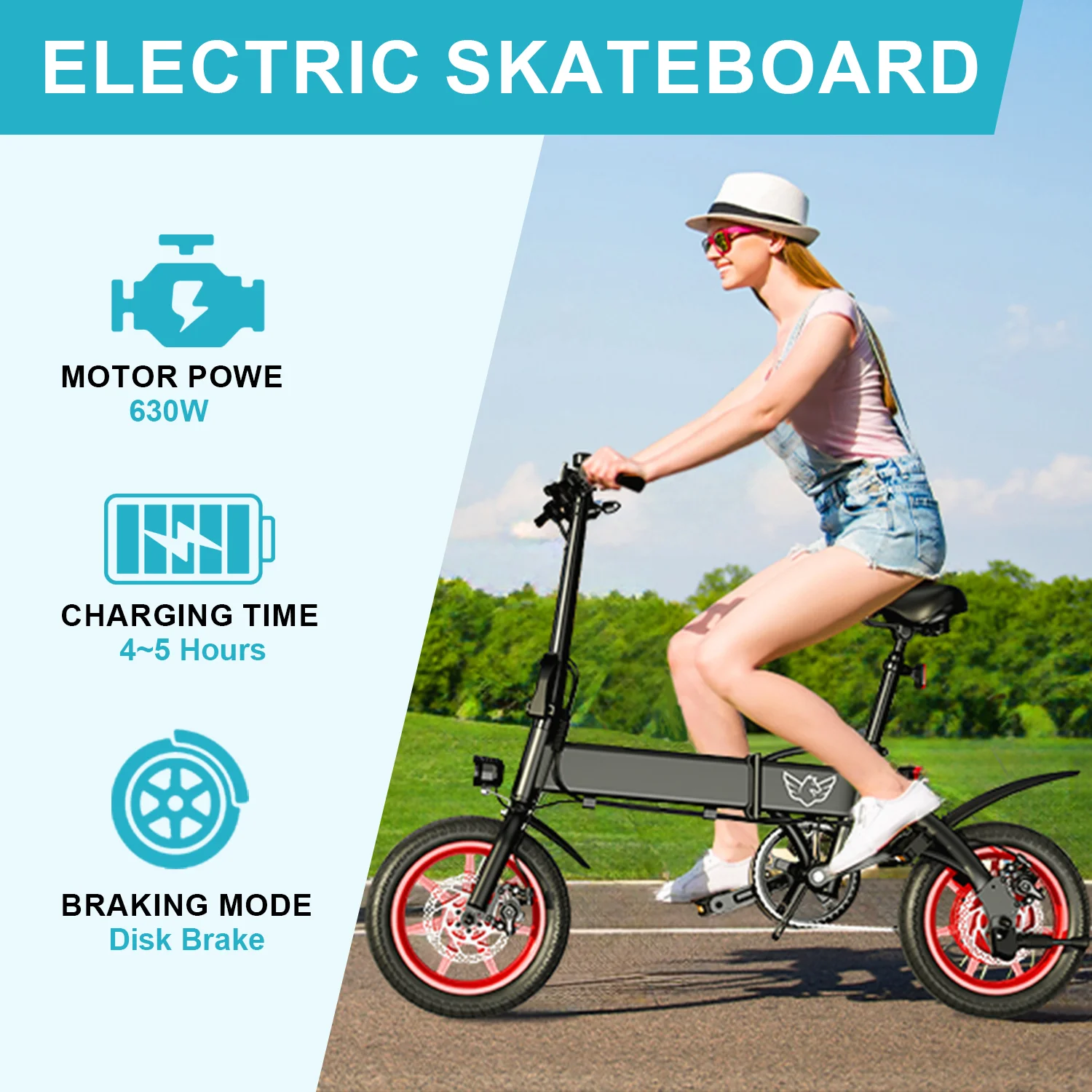 350W high-speed gear motor adult electric bicycle, foldable electric bicycle 15.5 miles lightweight small men's and women's elec