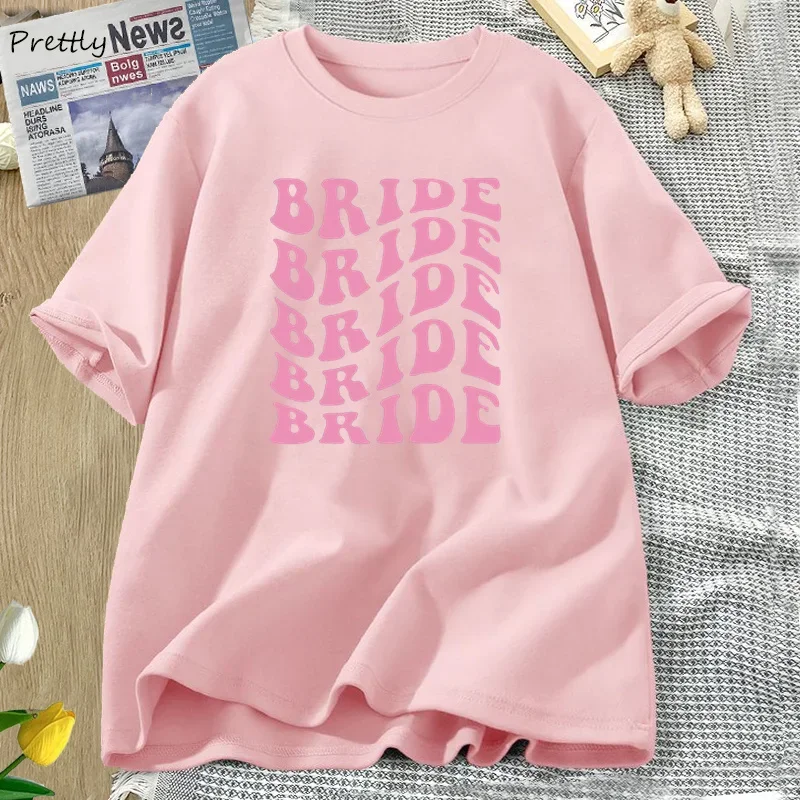 Retro Bride Bridesmaid T-Shirts Women Female Bridal Party Bachelorette Theme Party Tee Shirt Wedding Boho Bride Graphic Tshirt