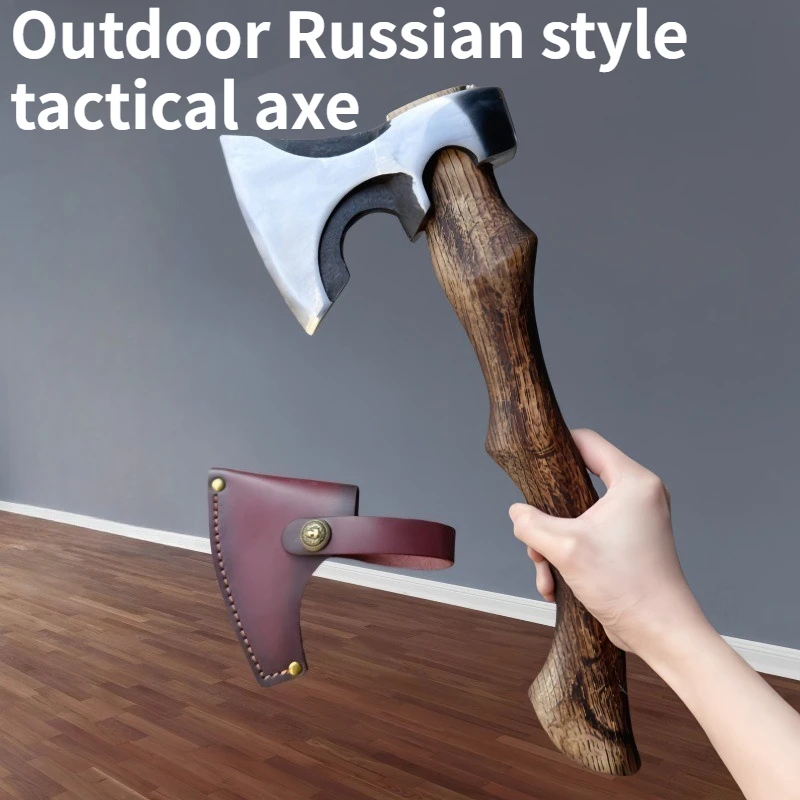 

NEW Russian Style Qinggang Wood Handle Self-defense Tactical Axe Camping Chopping Tree Axe Warrior Home Chopping Bone Axe