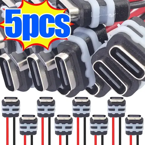 1~5개 방수 USB C 여성 소켓 패널 마운트 커넥터 2핀 피그테일 케이블 자동차 보트 해양 DIY 고속 충전 전원 포트
