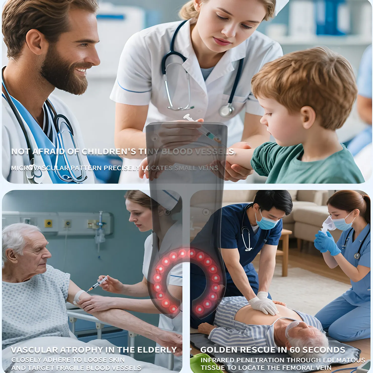 U Shape Infrared Vein Viewer LED Display Lights Blood Vessel Lamp Auxiliary Venipuncture Vein Finder Display Instrument