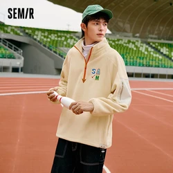 Semir Men Sweatshirt 2023 Autumn New Letter Embroidery Oversize Vintage American Fashion Couple'S Hoodies