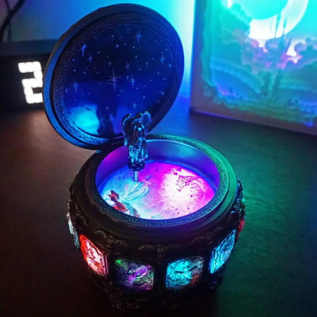 Vintage Carousel Music Box - 12 Zodiac Rotating Goddess, LED Glow, Sankyo 18-Note,Wind Up Signs of The Zodiac Gift for Birthday