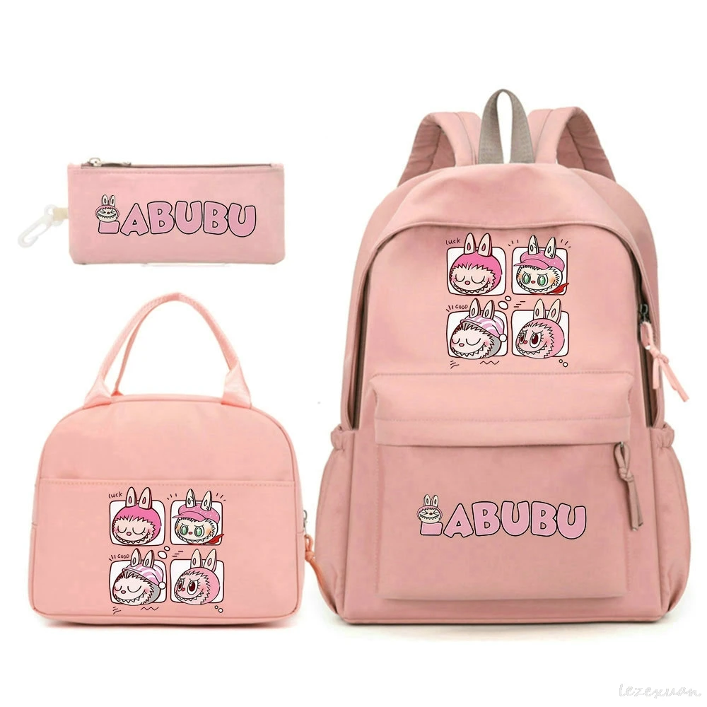 3Pcs /Set LABUBU Bookbag Kids Backpack Boys Girls School bags Daily Backpacks Mochilas Shoulder Bag Sets Best Gift