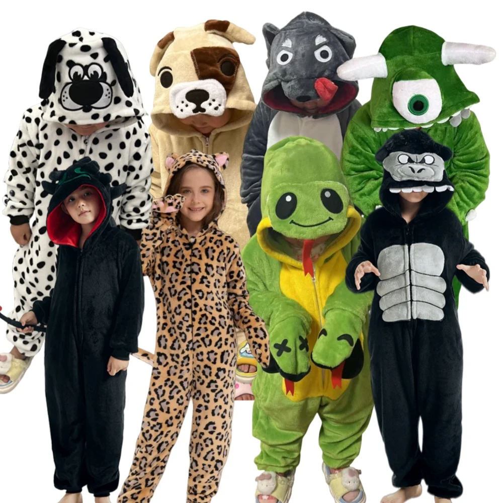 Disfraz de Cosplay de Kigurumi de Franela para Niños, Mono de Ciervo Sika, Unicornio, Tigre, León, Zorro - Pijama para Fiesta de Carnaval, Halloween y Mascarada