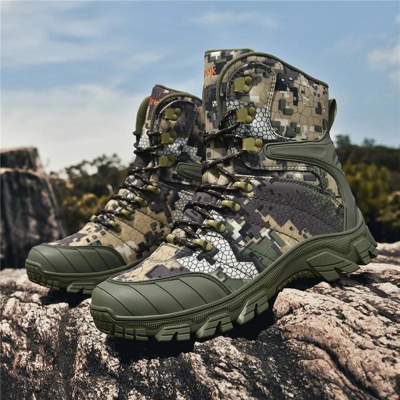 Botas militares tácticas de media caña para hombre, calzado militar para senderismo, combate, duradero, impermeable, antideslizante, calzado militar para senderismo