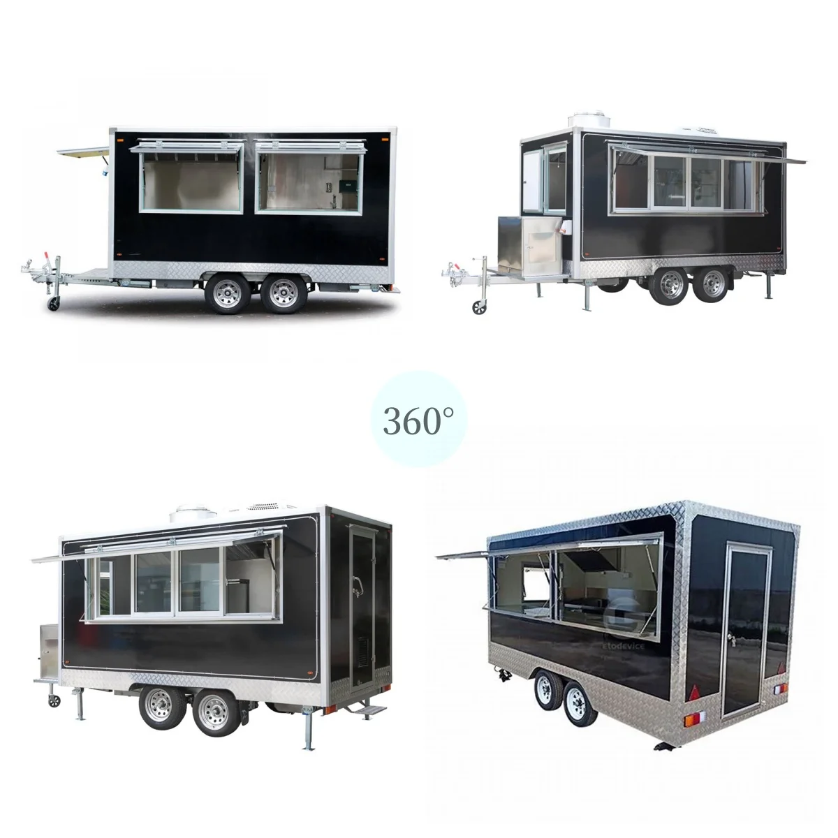 Camp Mobile Kitchen Trailer Square Food Truck Trailer Fully Equipped Restaurant Kebab Mobile Retail Truck