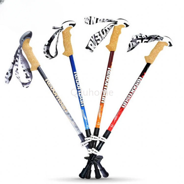 Alpenstock Carbon Outer Lock Telescopic Walking Stick Outdoor Three-Section Walking Stick Folding Cane Walking Stick