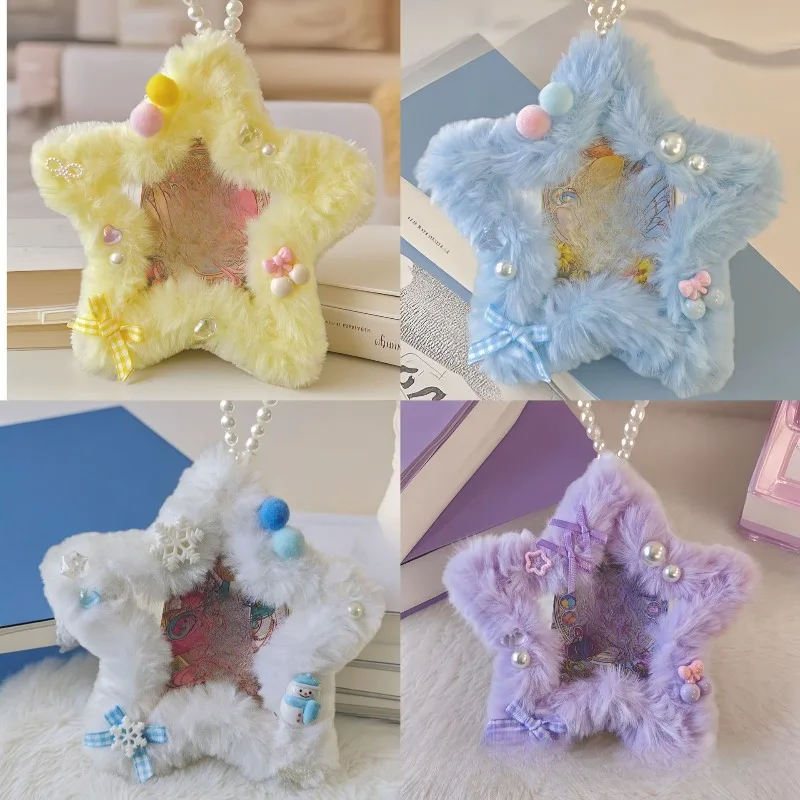 Plush Star Kuka Card Sleeve, High‑Aesthetic 3‑inch Photo Card Holder, 2D Anime Matching Badge Decor Base Gumi Accessory