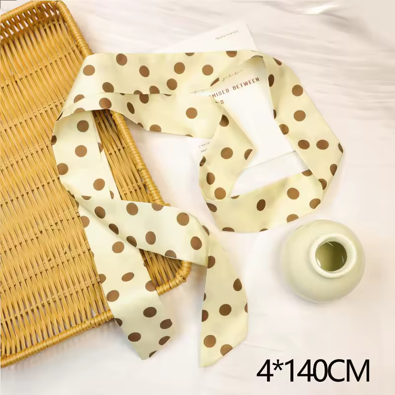 Women Narrow Long Scarf 150x4cm Polka Dot Tie Bag Ribbon Headband Choker Streamer Lady Accessories - Image 16