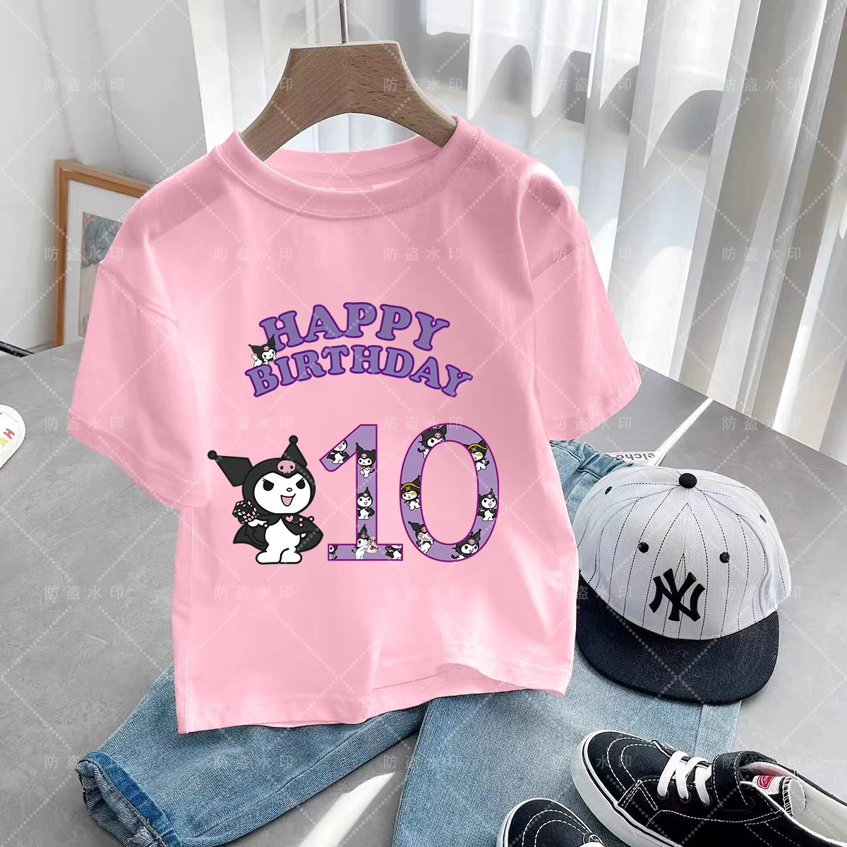 Kartun musim panas Kulomi pakaian anak-anak pakaian anak ulang tahun nomor 3-12 Caricature Kawaii Top T-shirts kartun Kawaii